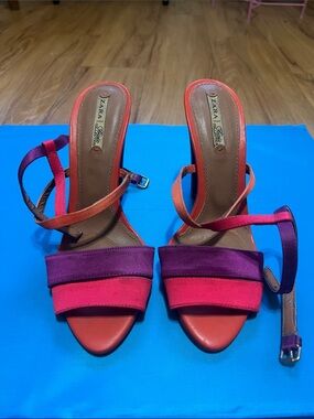 Zara Pink and Purple Strappy High Heel Sandals
